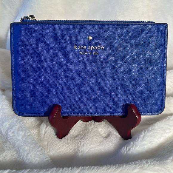 Kate Spade New York Wristlet Saffiano Leather Blue - Picture 1 of 8